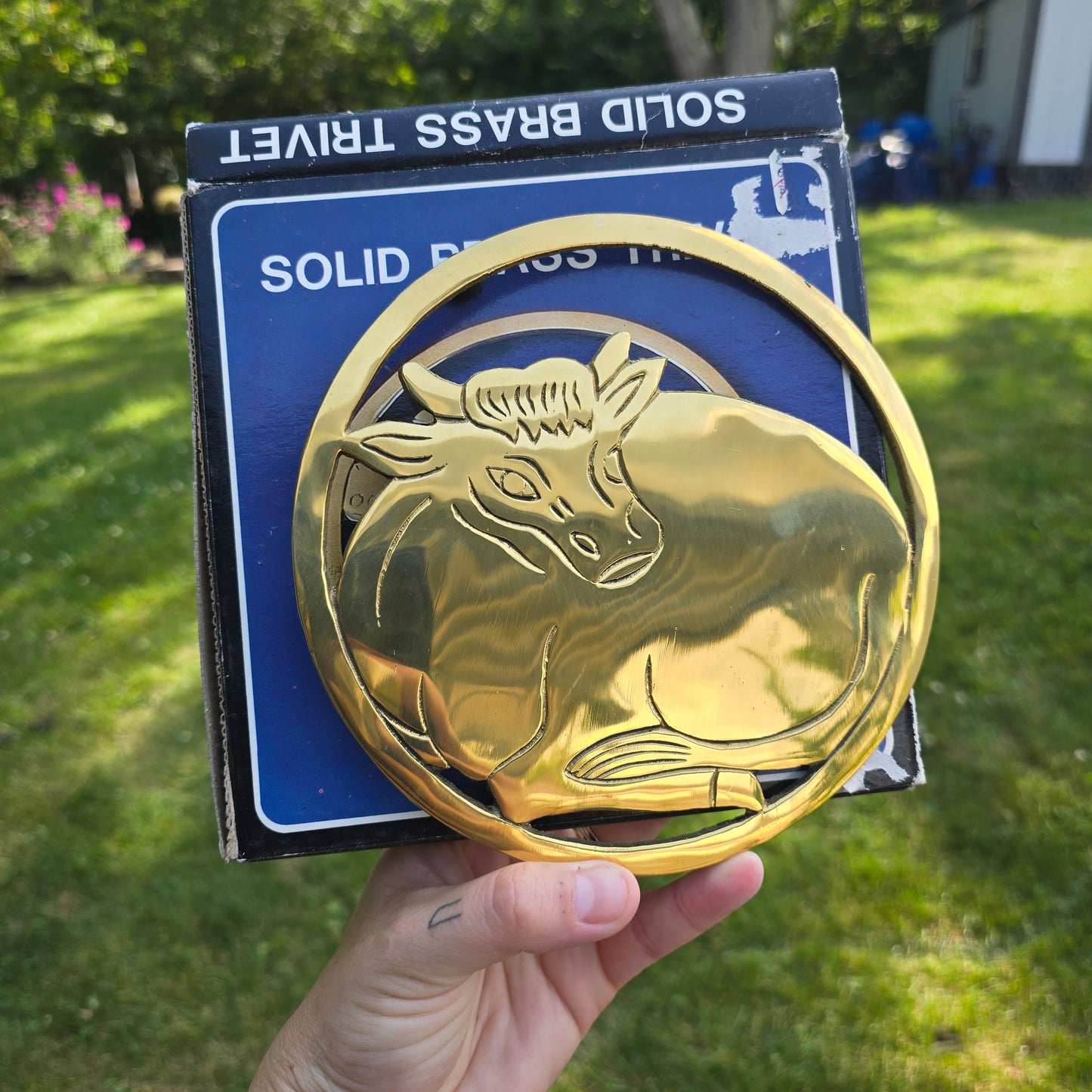 Vintage Brass cow trivet