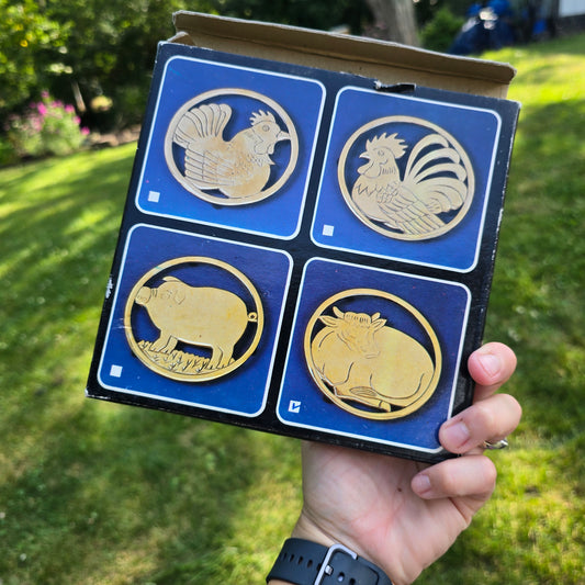 Vintage Brass cow trivet